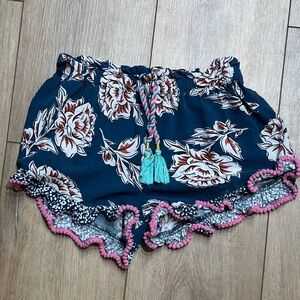Matilda Jane Navy Blue Floral Ruffle Shorts Girls Size 8